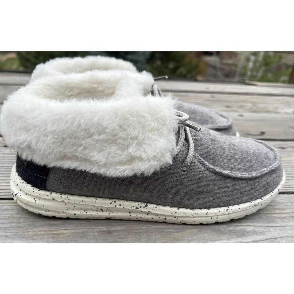 Hey Dude Britt Women’s 7 Faux Fur Lined Ankle Booties Shoes - Charcoal